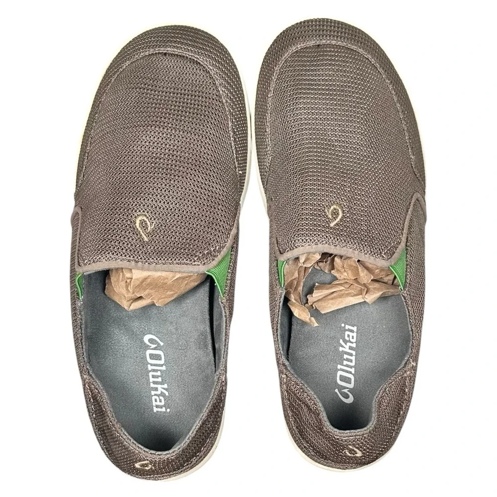 Olukai Nohea Mesh 10188-13AP Mustang Lime Peel SlipOn Shoes Loafer Men's 7/EU 40